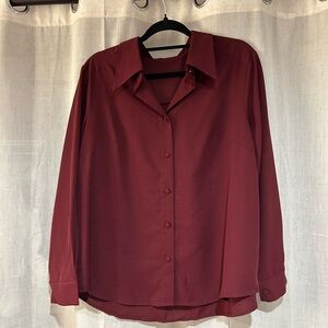 Women's Burgundy Button-Up Blouse - 0X 12